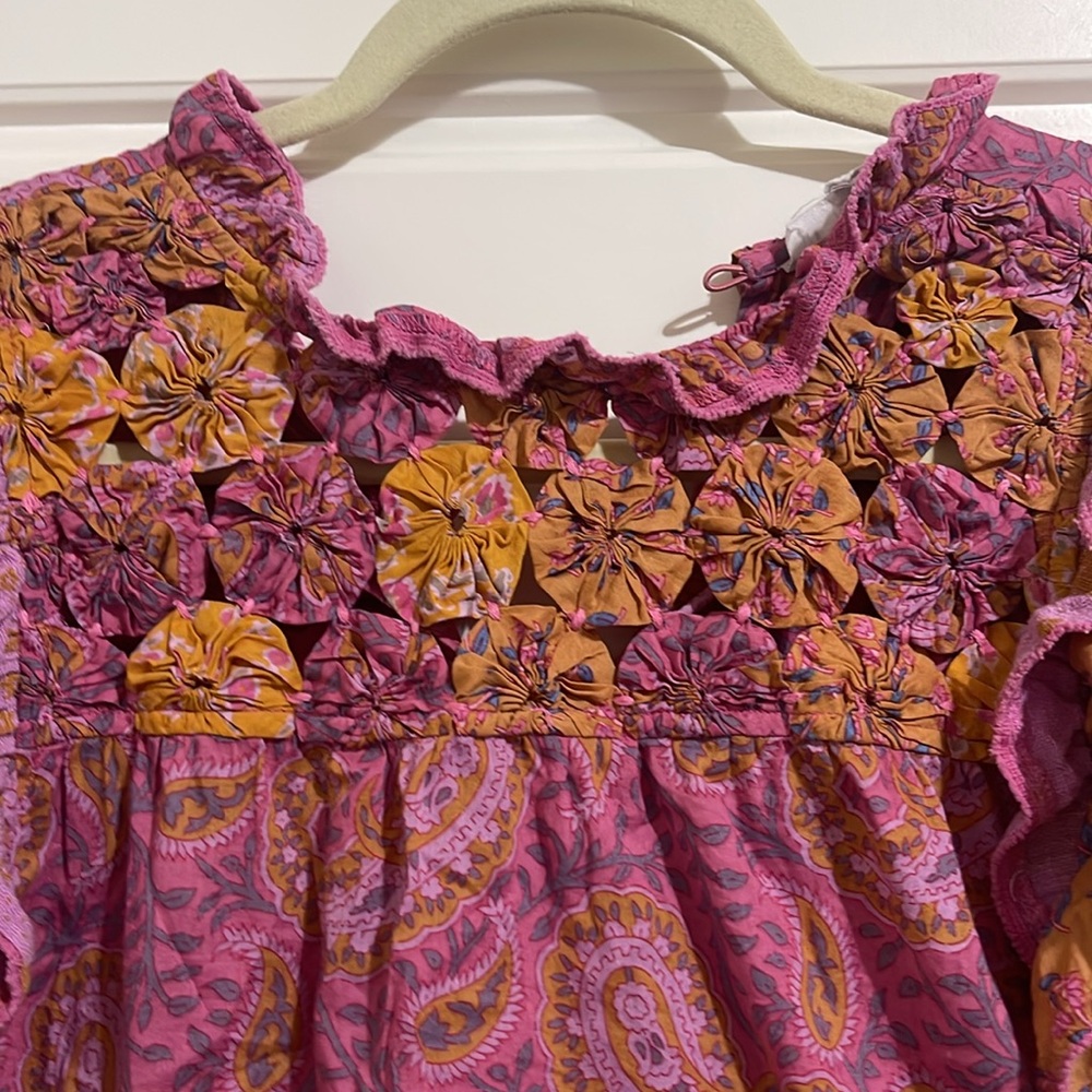 Pink and Orange Paisley Ruffle Top - Picture 4 of 4